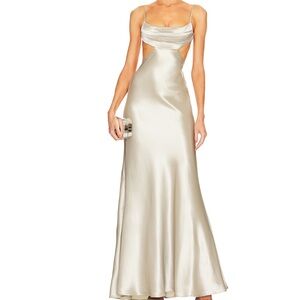 SAU LEE x REVOLVE Paula Gown in Silver NWT size 6